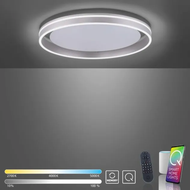Paul Neuhaus, Q-VITO, LED-Deckenleuchte, Ø 59cm, stahlfarben, Smart Home