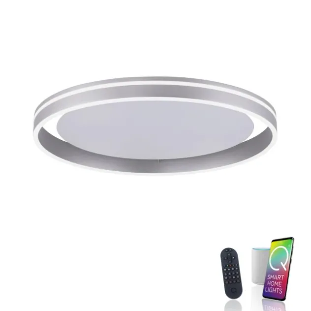 Paul Neuhaus, Q-VITO, LED-Deckenleuchte, Ø 59cm, stahlfarben, Smart Home