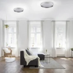 Paul Neuhaus, Q-VITO, LED-Deckenleuchte, Ø 40cm, stahlfarben, rund, Smart Home