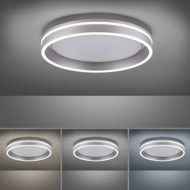 Paul Neuhaus, Q-VITO, LED-Deckenleuchte, Ø 40cm, stahlfarben, rund, Smart Home