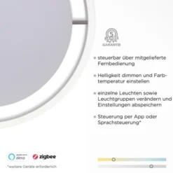 Paul Neuhaus, Q-VITO, LED-Deckenleuchte, Ø 40cm, stahlfarben, rund, Smart Home