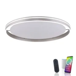 Paul Neuhaus, Q-VITO, LED-Deckenlampe, Ø 79cm, stahlfarben, rund, Smart Home