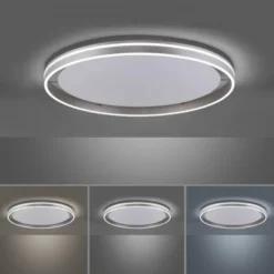 Paul Neuhaus, Q-VITO, LED-Deckenlampe, Ø 79cm, stahlfarben, rund, Smart Home