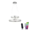Paul Neuhaus Q VITO LED Hängelampe Smart Home silberfarbig rund doppel Ring Fernbedienung