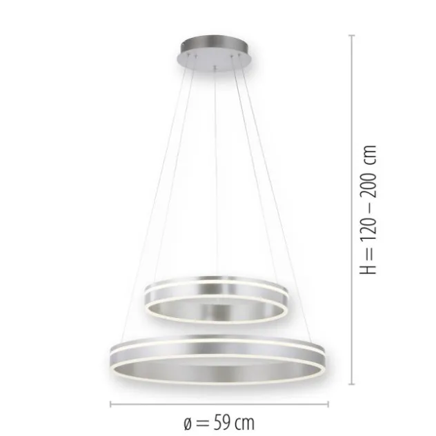 Paul Neuhaus Q VITO LED Hängelampe Smart Home silberfarbig rund doppel Ring Fernbedienung
