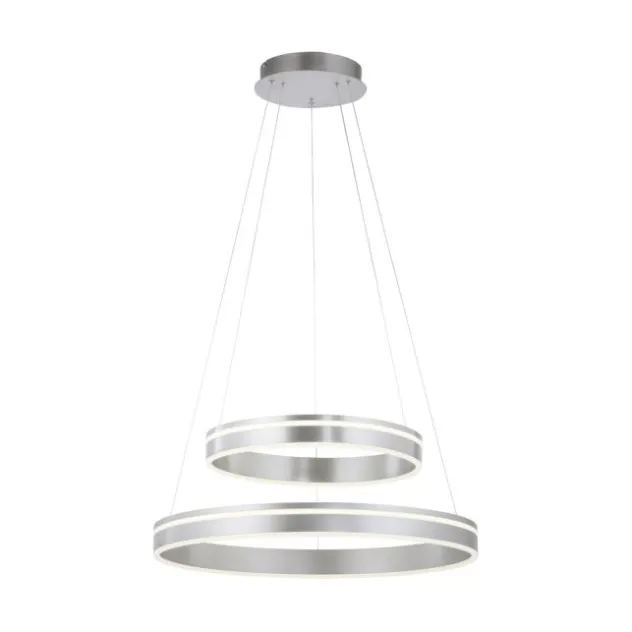 Paul Neuhaus Q VITO LED Hängelampe Smart Home silberfarbig rund doppel Ring Fernbedienung