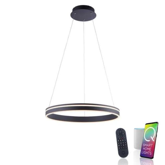 Paul Neuhaus, Q-VITO, LED-Pendelleuchte, anthrazit, Ø 59cm, dimmbar, Smart Home