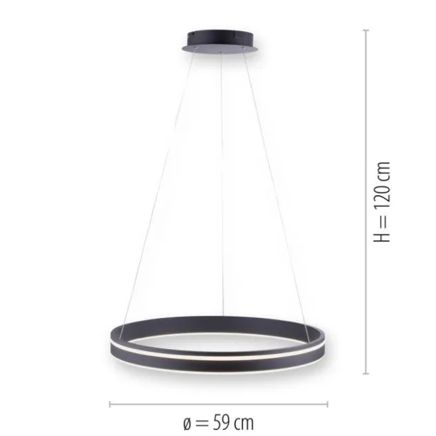 Paul Neuhaus, Q-VITO, LED-Pendelleuchte, anthrazit, Ø 59cm, dimmbar, Smart Home