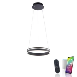 Paul Neuhaus, Q-VITO, LED-Pendellampe, anthrazit, Ø 40cm, Leuchtring