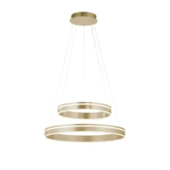 Paul Neuhaus Q VITO LED Pendelleuchte Smart Home messing matt rund doppel Ring Fernbedienung