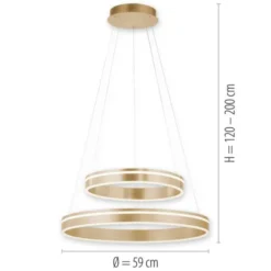 Paul Neuhaus Q VITO LED Pendelleuchte Smart Home messing matt rund doppel Ring Fernbedienung