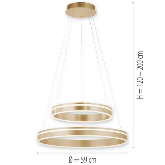 Paul Neuhaus Q VITO LED Pendelleuchte Smart Home messing matt rund doppel Ring Fernbedienung