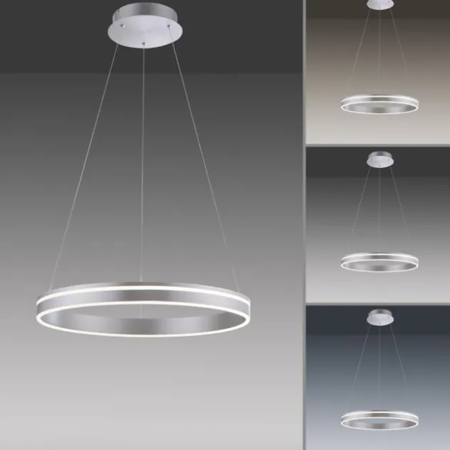 Paul Neuhaus, Q-VITO, LED-Pendelleuchte, rund, Ø 59cm, silbermatt, Smart Home