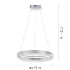 Paul Neuhaus, Q-VITO, LED-Pendelleuchte, rund, Ø 59cm, silbermatt, Smart Home