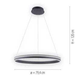 Paul Neuhaus, Q-VITO, LED-Pendellleuchte, anthrazit, Ø 79 cm, Smart Home
