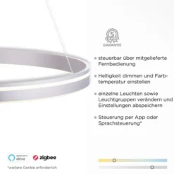 Paul Neuhaus, Q-VITO, LED-Pendelleuchte, Ø 79,4cm, silber, Smart Home