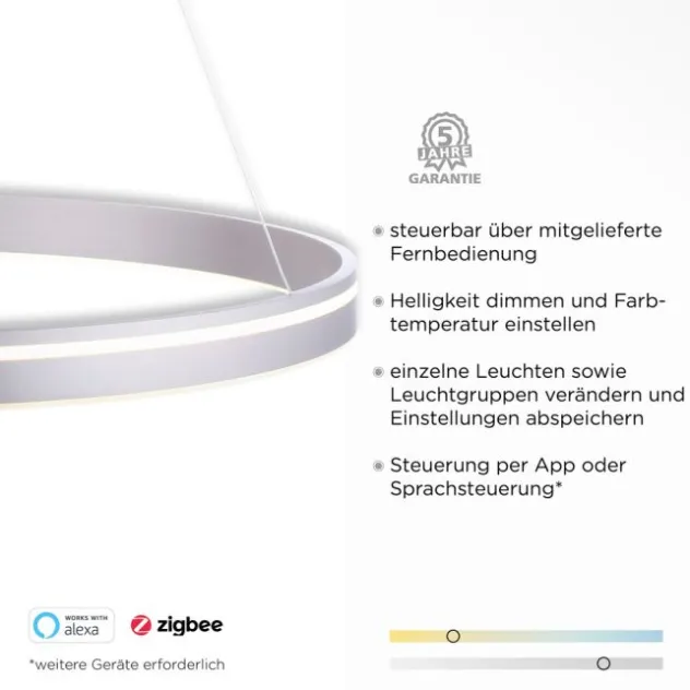 Paul Neuhaus, Q-VITO, LED-Pendelleuchte, Ø 79,4cm, silber, Smart Home