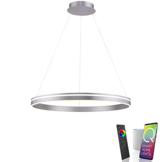 Paul Neuhaus, Q-VITO, LED-Pendelleuchte, Ø 79,4cm, silber, Smart Home