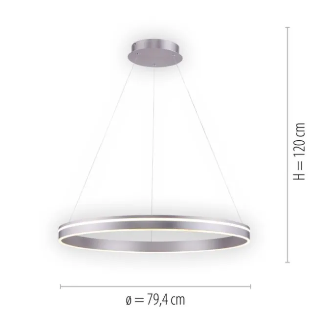 Paul Neuhaus, Q-VITO, LED-Pendelleuchte, Ø 79,4cm, silber, Smart Home