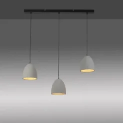 Pendelleuchte, betonfarben, E27, Schirm, 3-flammig, IP20