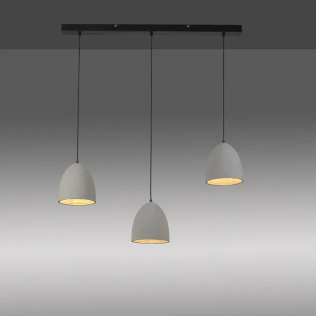 Pendelleuchte, betonfarben, E27, Schirm, 3-flammig, IP20