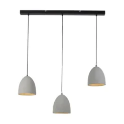 Pendelleuchte, betonfarben, E27, Schirm, 3-flammig, IP20