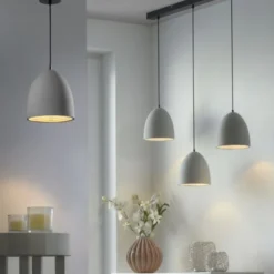 Pendelleuchte, betonfarben, E27, Schirm, Innenleuchte, IP20