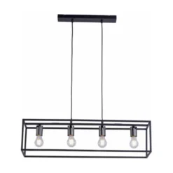 Pendelleuchte, 4-flammig, schwarz, Retro-Design, E27 Fassung, modern