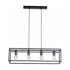 Pendelleuchte, 4-flammig, schwarz, Retro-Design, E27 Fassung, modern