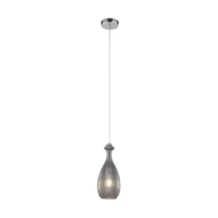 Pendelleuchte, Glas, rauchfarben, oval, Retro Stil, E27 Fassung, modern