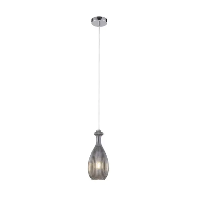 Pendelleuchte, Glas, rauchfarben, oval, Retro Stil, E27 Fassung, modern