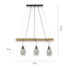 Pendelleuchte, holz-natur, 3-flammig, E27, höhenverstellbar