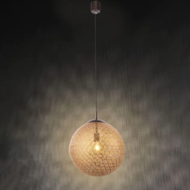Pendelleuchte, Kugelform, Ø 40cm, goldfarben, brüniert, E27