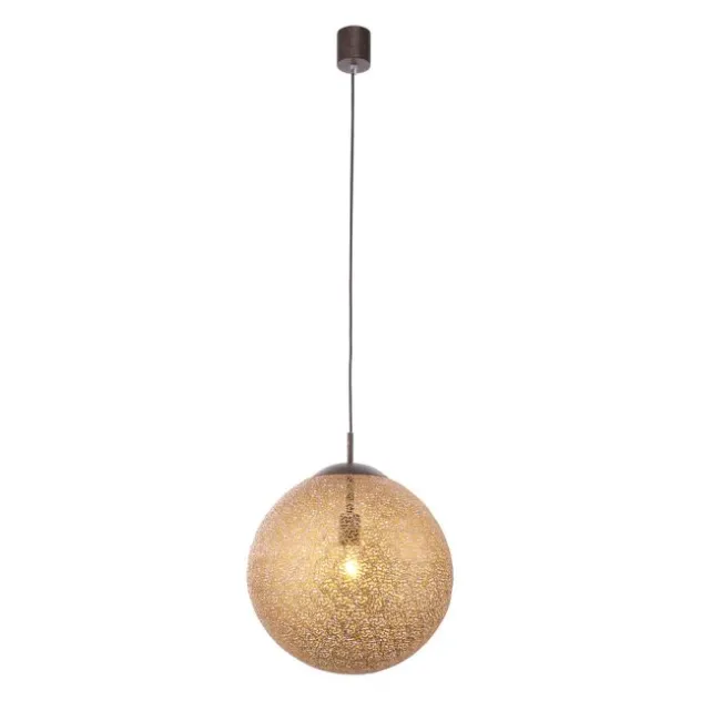 Pendelleuchte, Kugelform, Ø 40cm, goldfarben, brüniert, E27