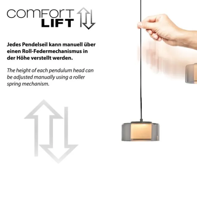 Pendelleuchte LED RIKA 7 flammig schwarz Comfort Lift Simply Dim