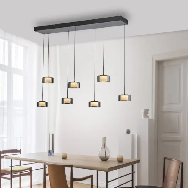 Pendelleuchte LED RIKA 7 flammig schwarz Comfort Lift Simply Dim