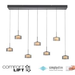Pendelleuchte LED RIKA 7 flammig schwarz Comfort Lift Simply Dim