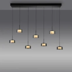 Pendelleuchte LED RIKA 7 flammig schwarz Comfort Lift Simply Dim