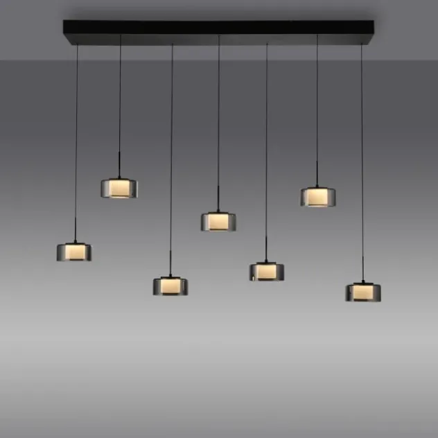 Pendelleuchte LED RIKA 7 flammig schwarz Comfort Lift Simply Dim