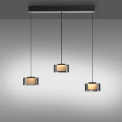 Pendelleuchte LED RIKA 3 flammig schwarz Comfort Lift Simply Dim