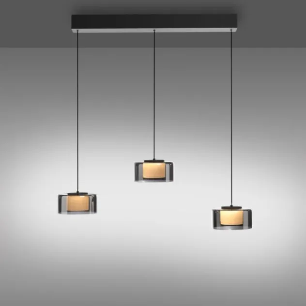 Pendelleuchte LED RIKA 3 flammig schwarz Comfort Lift Simply Dim