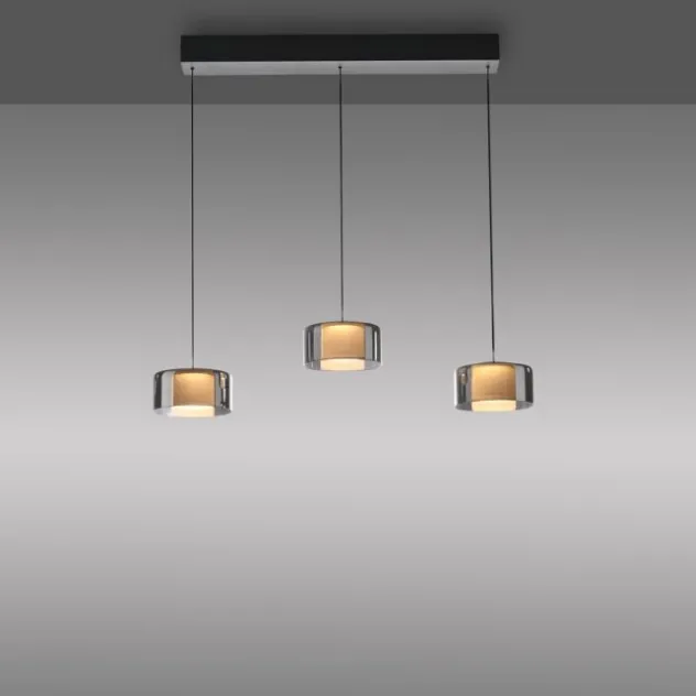Pendelleuchte LED RIKA 3 flammig schwarz Comfort Lift Simply Dim