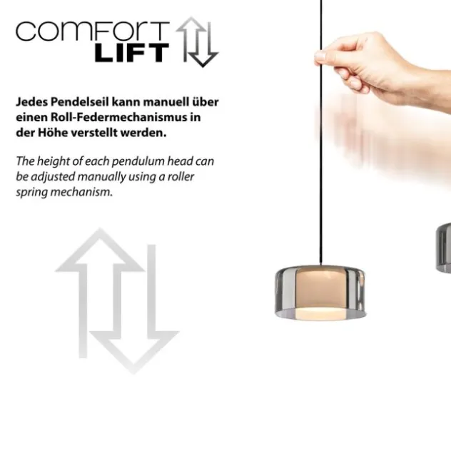 Pendelleuchte LED RIKA 3 flammig schwarz Comfort Lift Simply Dim