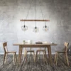 Pendelleuchte modern, Holz, schwarz, 3-flammig, Drahtkörbe, E27 Fassung