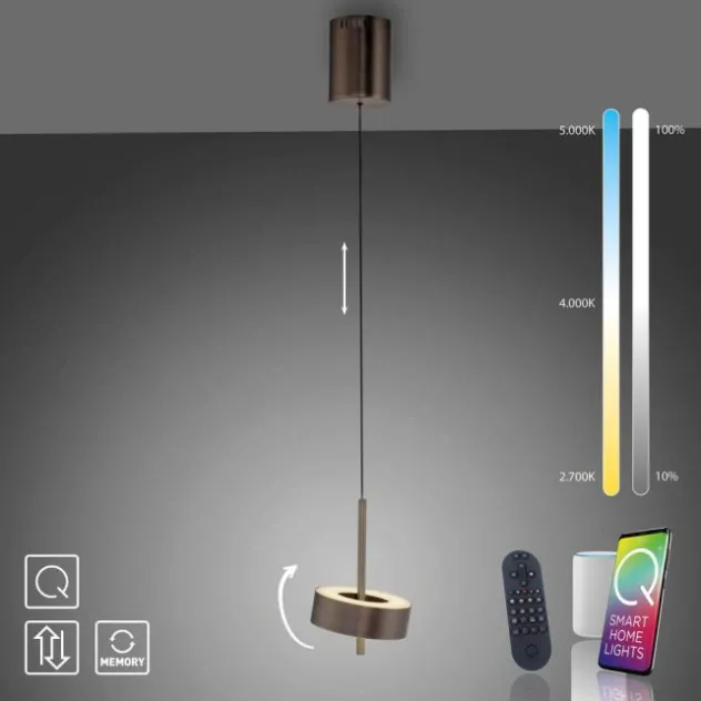Pendelleuchte Q-ROTATE 1 flammig dunkel metall braun höhenverstellbar