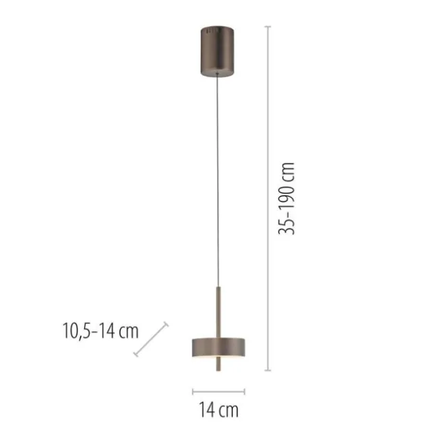 Pendelleuchte Q-ROTATE 1 flammig dunkel metall braun höhenverstellbar