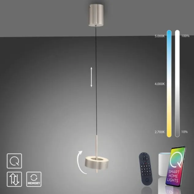 Pendelleuchte Q-ROTATE 1 flammig aluminium höhenverstellbar Smart Home