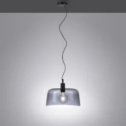 Pendelleuchte, rauchfarbenes Glas, stillvolle Optik
