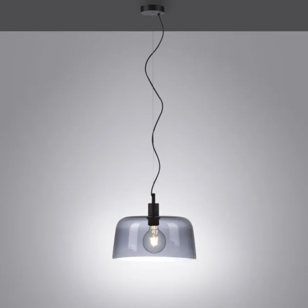 Pendelleuchte, rauchfarbenes Glas, stillvolle Optik