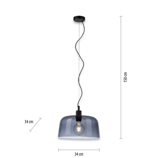 Pendelleuchte, rauchfarbenes Glas, stillvolle Optik